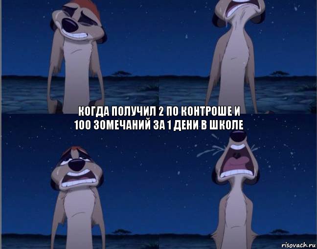 Когда получил 2 по контроше и 100 зомечаний за 1 дени в школе, Комикс Тимон плачет