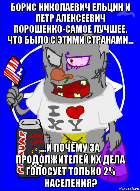 борис николаевич ельцин и петр алексеевич порошенко-самое лучшее, что было с этими странами... ...и почему за продолжителей их дела голосует только 2% населения?