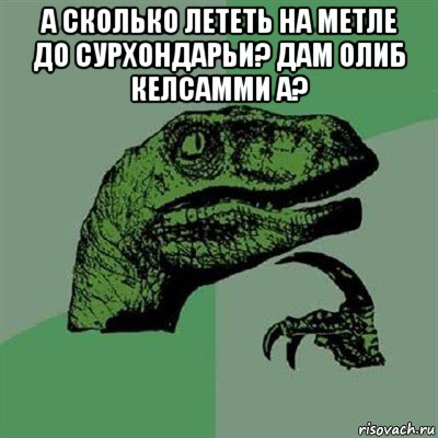 а сколько лететь на метле до сурхондарьи? дам олиб келсамми а? , Мем Филосораптор