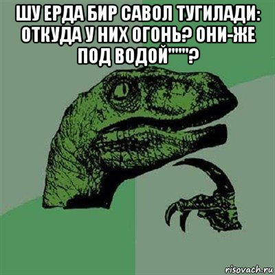 шу ерда бир савол тугилади: откуда у них огонь? они-же под водой"""? , Мем Филосораптор