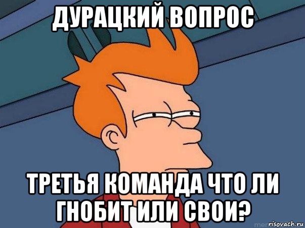 дурацкий вопрос третья команда что ли гнобит или свои?, Мем  Фрай (мне кажется или)