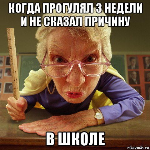 когда прогулял 3 недели и не сказал причину в школе, Мем Злая училка