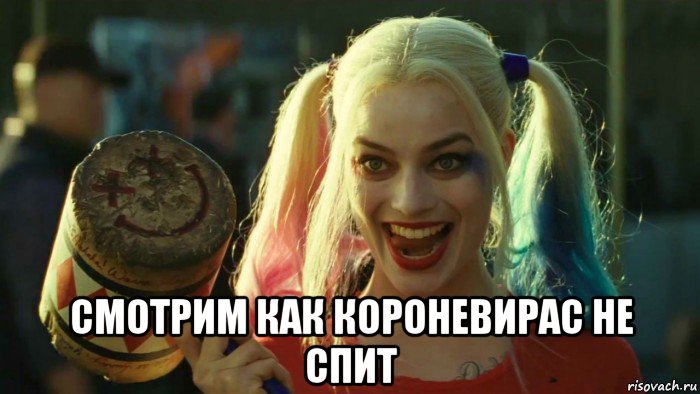  смотрим как короневирас не спит, Мем    Harley quinn