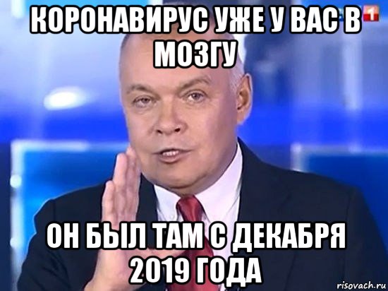 коронавирус уже у вас в мозгу он был там с декабря 2019 года, Мем Киселёв 2014