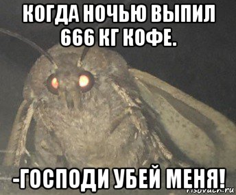 когда ночью выпил 666 кг кофе. -господи убей меня!, Мем Матылёк