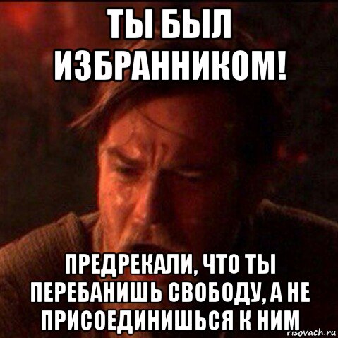 ты был избранником! предрекали, что ты перебанишь свободу, а не присоединишься к ним