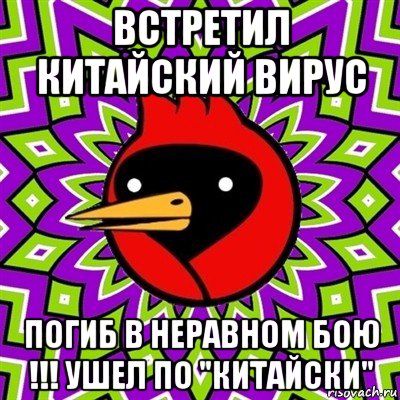 встретил китайский вирус погиб в неравном бою !!! ушел по "китайски", Мем Омская птица