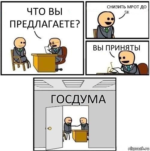 Что вы предлагаете? Снизить МРОТ до 5к Вы приняты Госдума, Комикс  Приняты