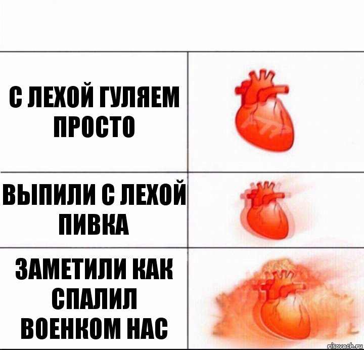С Лехой гуляем просто Выпили с Лехой пивка Заметили как спалил военком нас, Комикс  Расширяюшее сердце