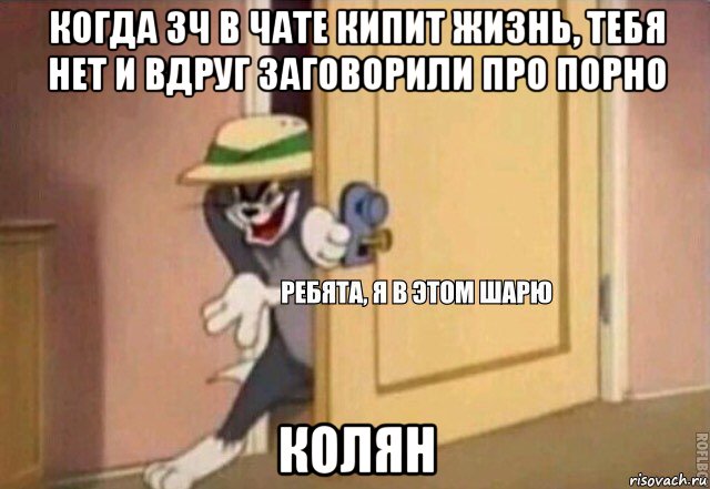 когда 3ч в чате кипит жизнь, тебя нет и вдруг заговорили про порно колян, Мем    Ребята я в этом шарю