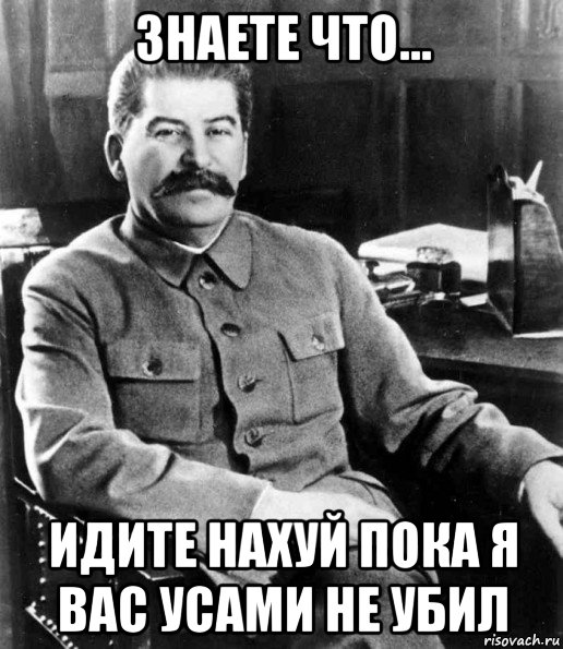 знаете что... идите нахуй пока я вас усами не убил, Мем  иосиф сталин