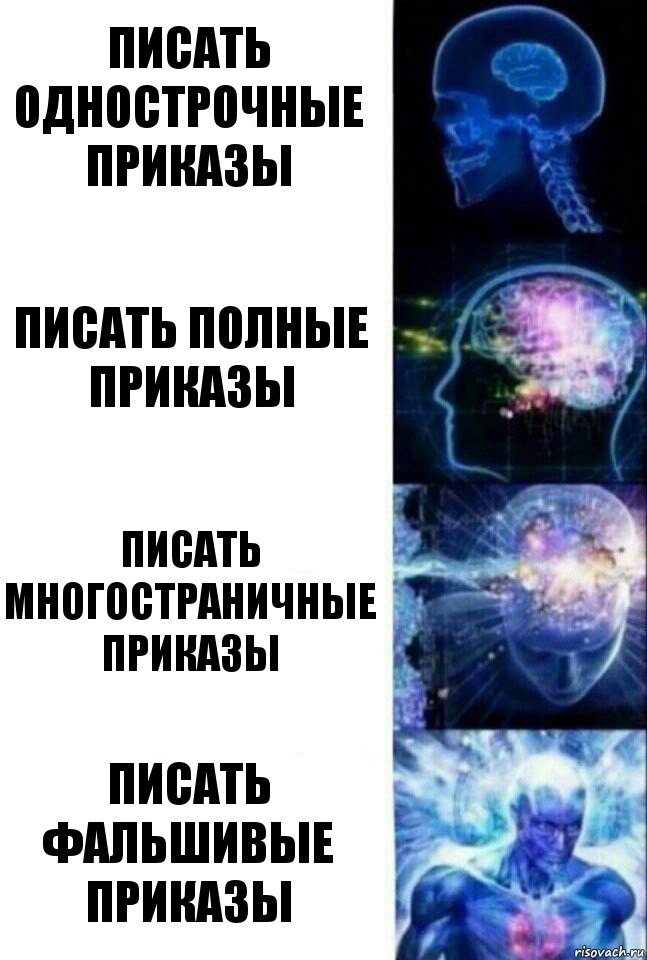 Писать однострочные приказы Писать полные приказы Писать многостраничные приказы Писать фальшивые приказы, Комикс  Сверхразум