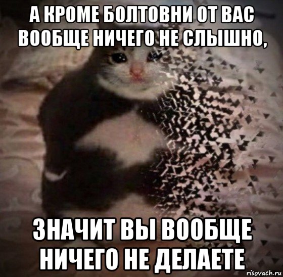 а кроме болтовни от вас вообще ничего не слышно, значит вы вообще ничего не делаете, Мем Ты чево наделал