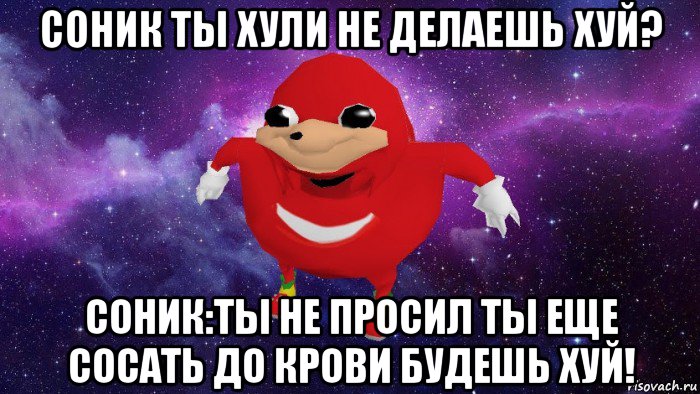 соник ты хули не делаешь хуй? соник:ты не просил ты еще сосать до крови будешь хуй!, Мем Угандский Наклз