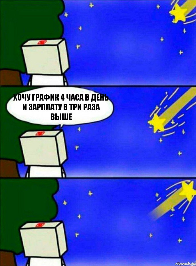 Хочу график 4 часа в день и зарплату в три раза выше, Комикс   Загадал желание