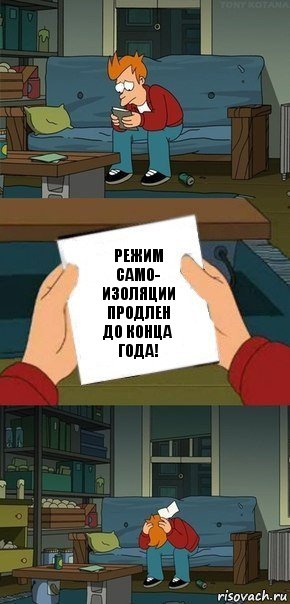 режим
само-
изоляции
продлен
до конца
года!, Комикс  Фрай с запиской