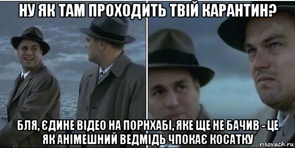 ну як там проходить твій карантин? бля, єдине відео на порнхабі, яке ще не бачив - це як анімешний ведмідь чпокає косатку