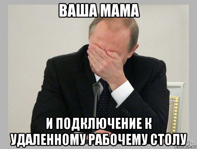 ваша мама и подключение к удаленному рабочему столу, Мем  Фейспалм Путин