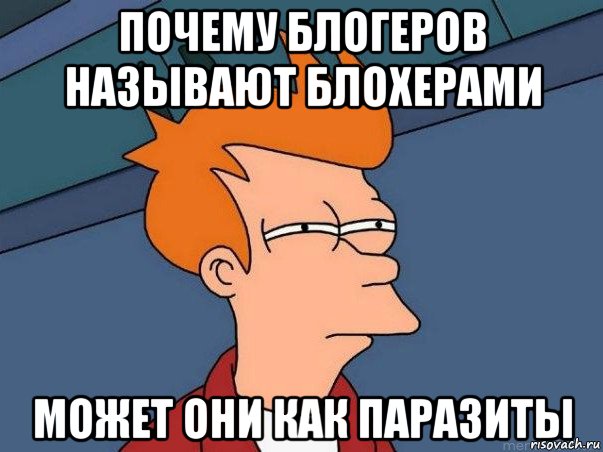 почему блогеров называют блохерами может они как паразиты, Мем  Фрай (мне кажется или)