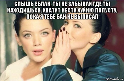 слышь еблан, ты не забывай где ты находишься, хватит нести хуйню попусту, пока я тебе бан не выписал , Мем  Он