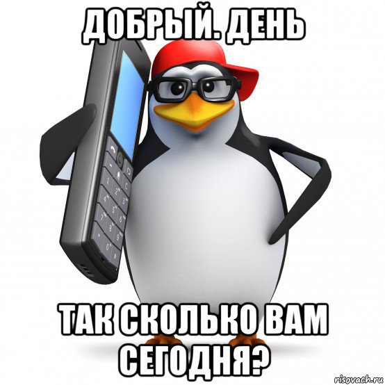 добрый. день так сколько вам сегодня?, Мем   Пингвин звонит