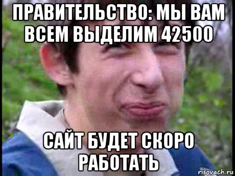 правительство: мы вам всем выделим 42500 сайт будет скоро работать, Мем Пиздабол (врунишка)