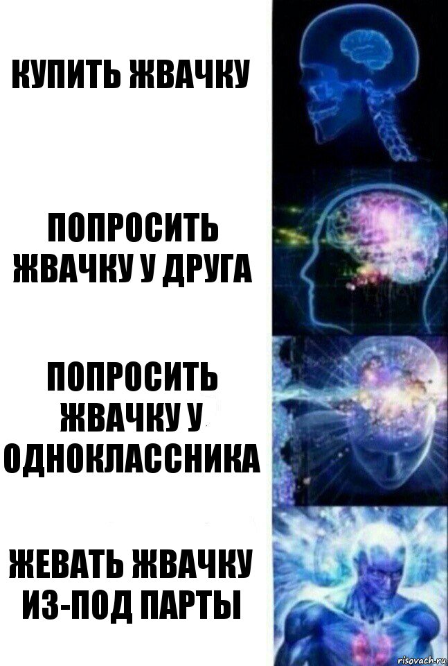 Купить жвачку Попросить жвачку у друга Попросить жвачку у одноклассника Жевать жвачку из-под парты, Комикс  Сверхразум