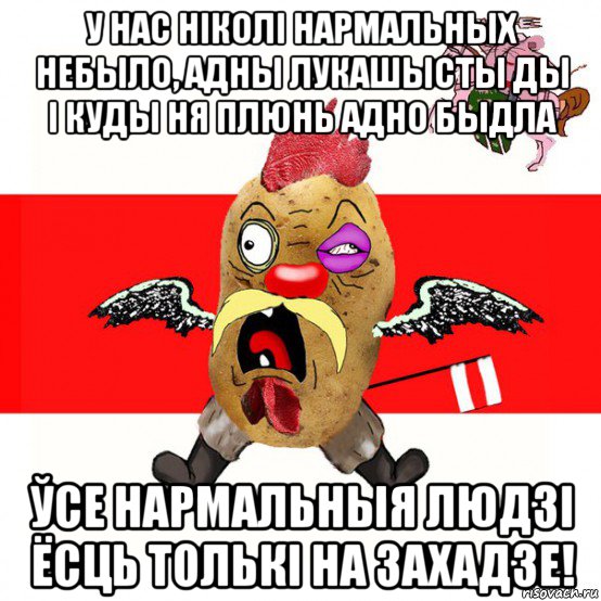 у нас ніколі нармальных небыло, адны лукашысты ды і куды ня плюнь адно быдла ўсе нармальныя людзі ёсць толькі на захадзе!, Мем свядомы эмагар в ярости