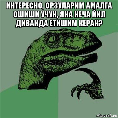 интересно, орзуларим амалга ошиши учун, яна неча йил диванда етишим керак? , Мем Филосораптор