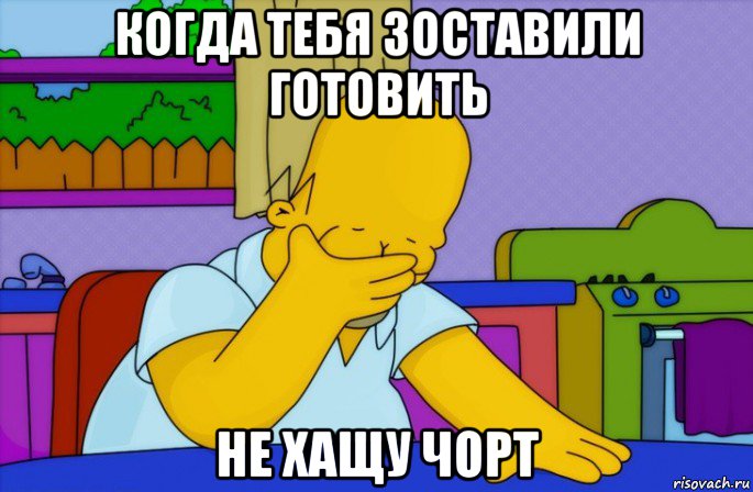 когда тебя зоставили готовить не хащу чорт, Мем Homer simpson facepalm