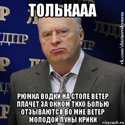 толькааа рюмка водки на столе ветер плачет за окном тихо болью отзываются во мне ветер молодой луны крики, Мем Хватит это терпеть (Жириновский)