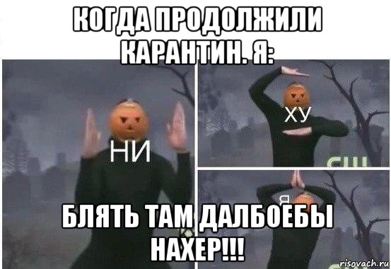 когда продолжили карантин. я: блять там далбоебы нахер!!!, Мем  Ни ху Я