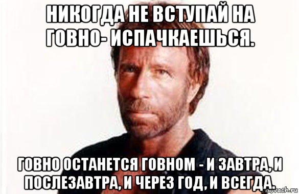 никогда не вступай на говно- испачкаешься. говно останется говном - и завтра, и послезавтра, и через год, и всегда.