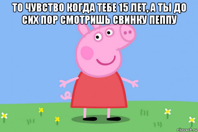 то чувство когда тебе 15 лет, а ты до сих пор смотришь свинку пеппу , Мем Пеппа