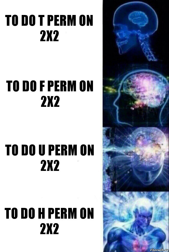 to do T perm on 2x2 to do F perm on 2x2 to do U perm on 2x2 to do H perm on 2x2, Комикс  Сверхразум