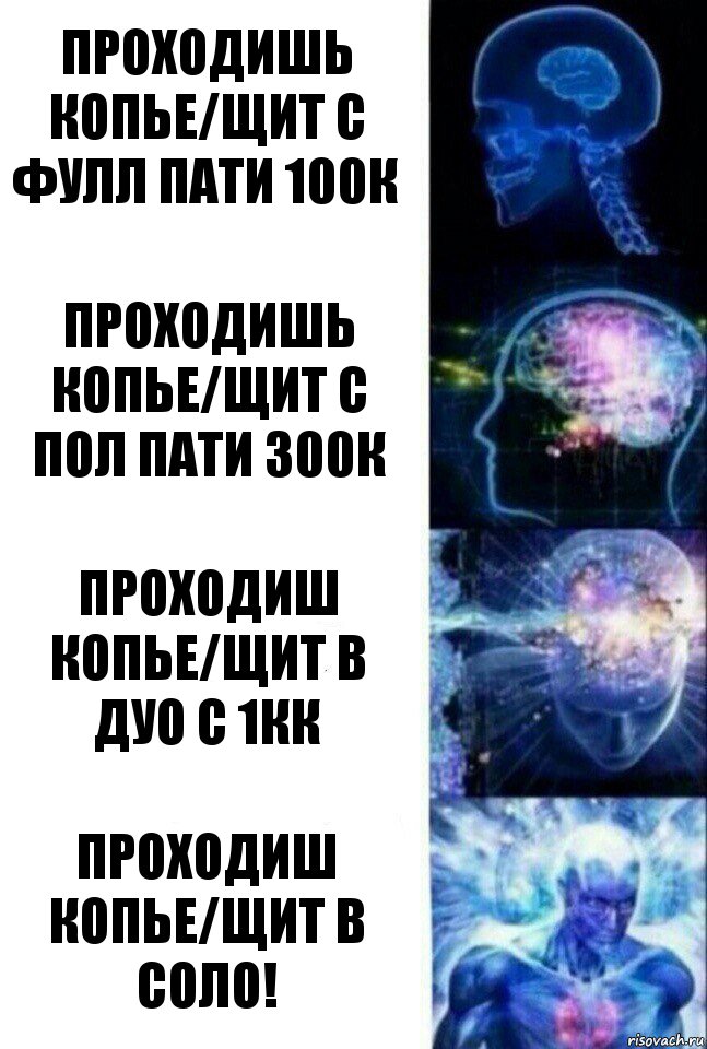 Проходишь копье/щит с фулл пати 100к Проходишь копье/щит с пол пати 300к Проходиш копье/щит в дуо с 1кк Проходиш копье/щит в соло!, Комикс  Сверхразум