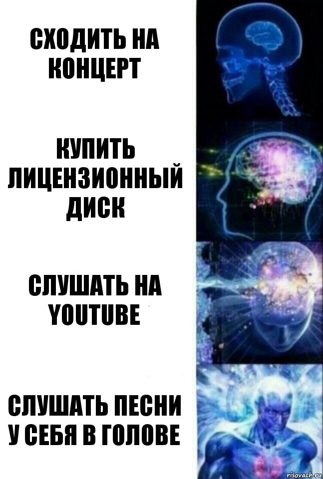 Сходить на концерт Купить лицензионный диск Слушать на youtube Слушать песни у себя в голове, Комикс  Сверхразум