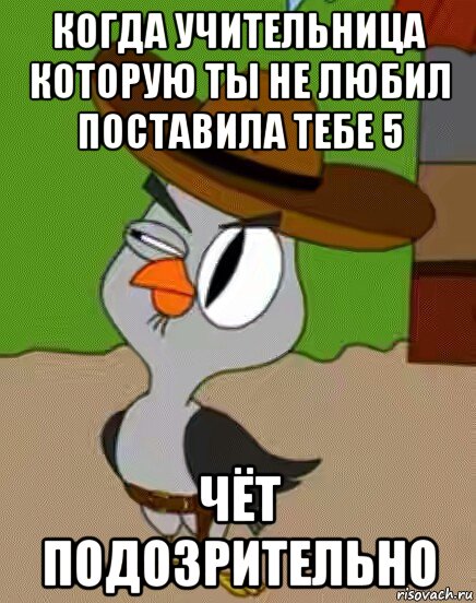 когда учительница которую ты не любил поставила тебе 5 чёт подозрительно, Мем    Упоротая сова