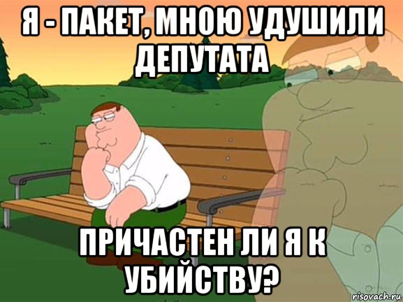 я - пакет, мною удушили депутата причастен ли я к убийству?, Мем Задумчивый Гриффин