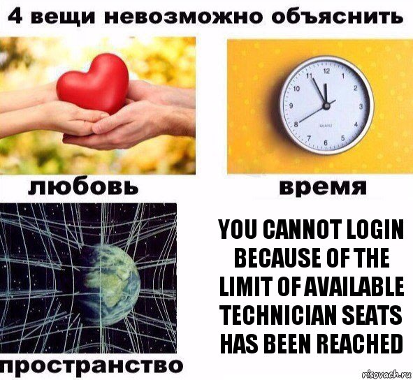 you cannot login because of the limit of available technician seats has been reached, Комикс  4 вещи невозможно объяснить