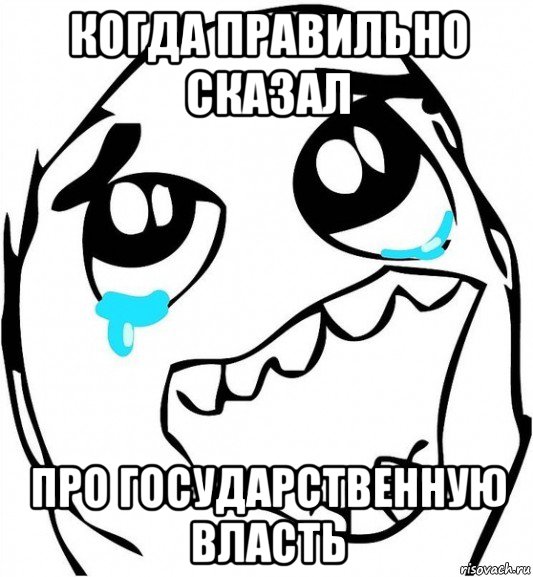 когда правильно сказал про государственную власть, Мем  Плачет от радости