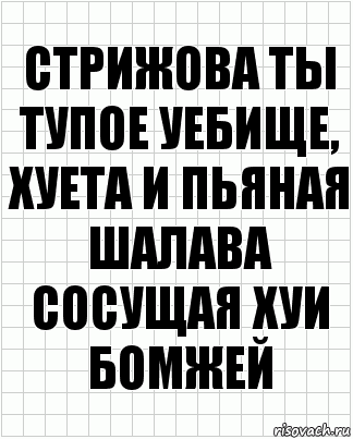 Стрижова ты тупое уебище, хуета и пьяная шалава сосущая хуи бомжей, Комикс  бумага