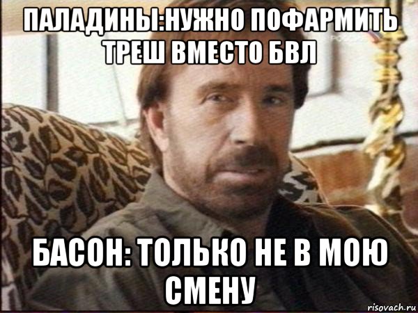 паладины:нужно пофармить треш вместо бвл басон: только не в мою смену, Мем чак норрис