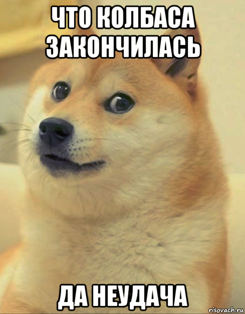 что колбаса закончилась да неудача, Мем doge woof