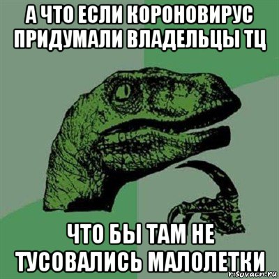 а что если короновирус придумали владельцы тц что бы там не тусовались малолетки, Мем Филосораптор