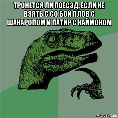 тронется ли поесзд, если не взять с со бой плов с шакаропом и патир с каймоком , Мем Филосораптор