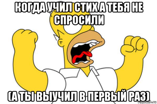 когда учил стих а тебя не спросили (а ты выучил в первый раз), Мем Разъяренный Гомер