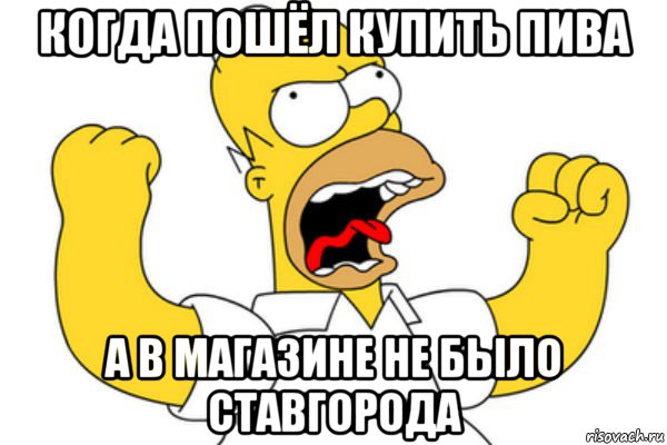 когда пошёл купить пива а в магазине не было ставгорода, Мем Разъяренный Гомер