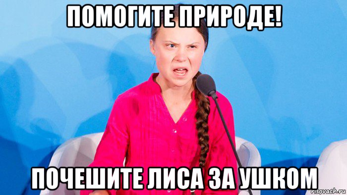 помогите природе! почешите лиса за ушком, Мем Грета тунберг