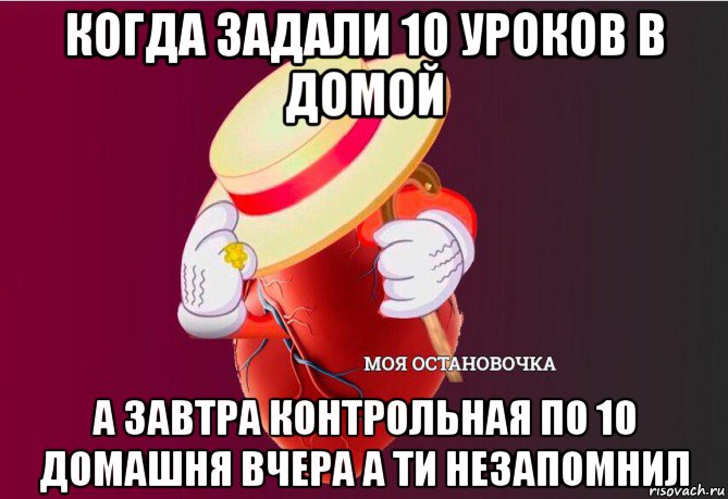 когда задали 10 уроков в домой а завтра контрольная по 10 домашня вчера а ти незапомнил, Мем   Моя остановочка